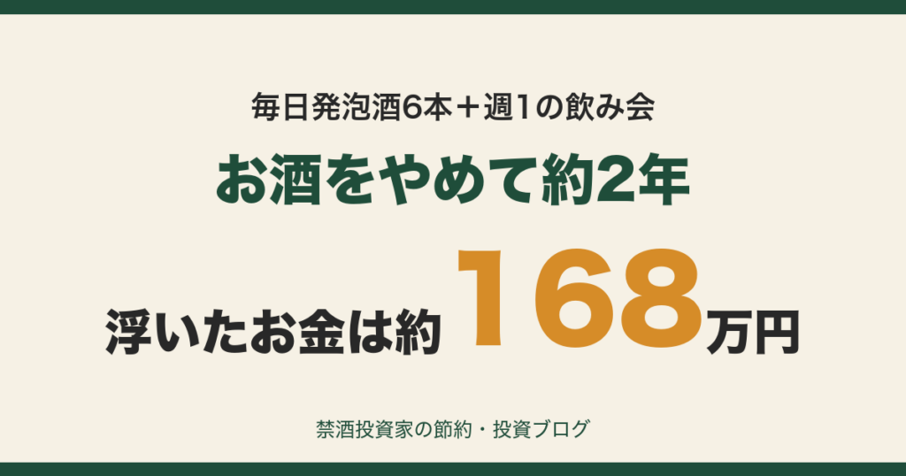 お酒をやめて約2年 浮いたお金は約168万円